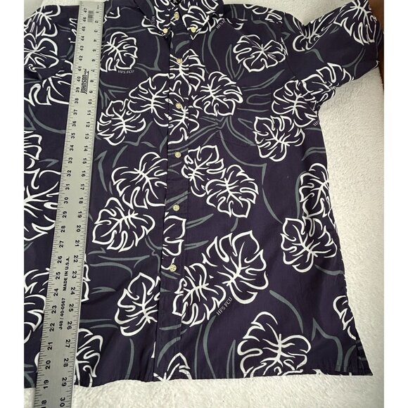 Reyn Spooner Mens Hawaiian Shirt Large Purple White Leaf Print Button-Down - Picture 6 of 7